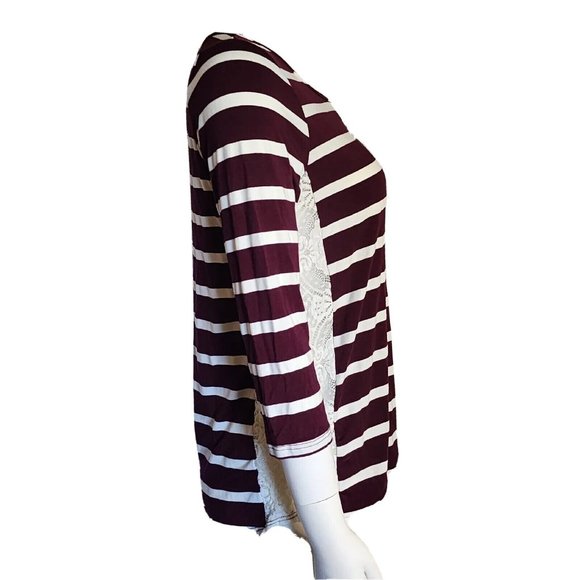 PAPERMOON Stitch Fix Purple White Striped Lace Detail Top Womens Size S Small - Picture 4 of 5